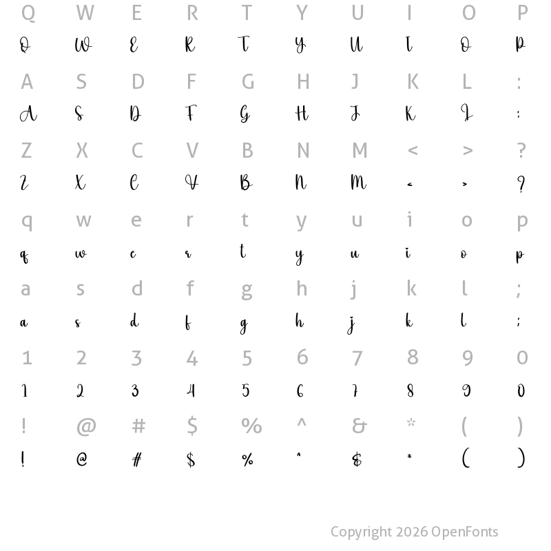 Character Map of Vallue Regular