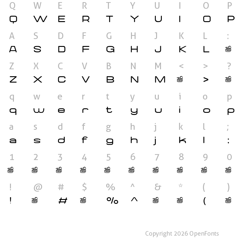 Character Map of Valonik Personal Use Thin