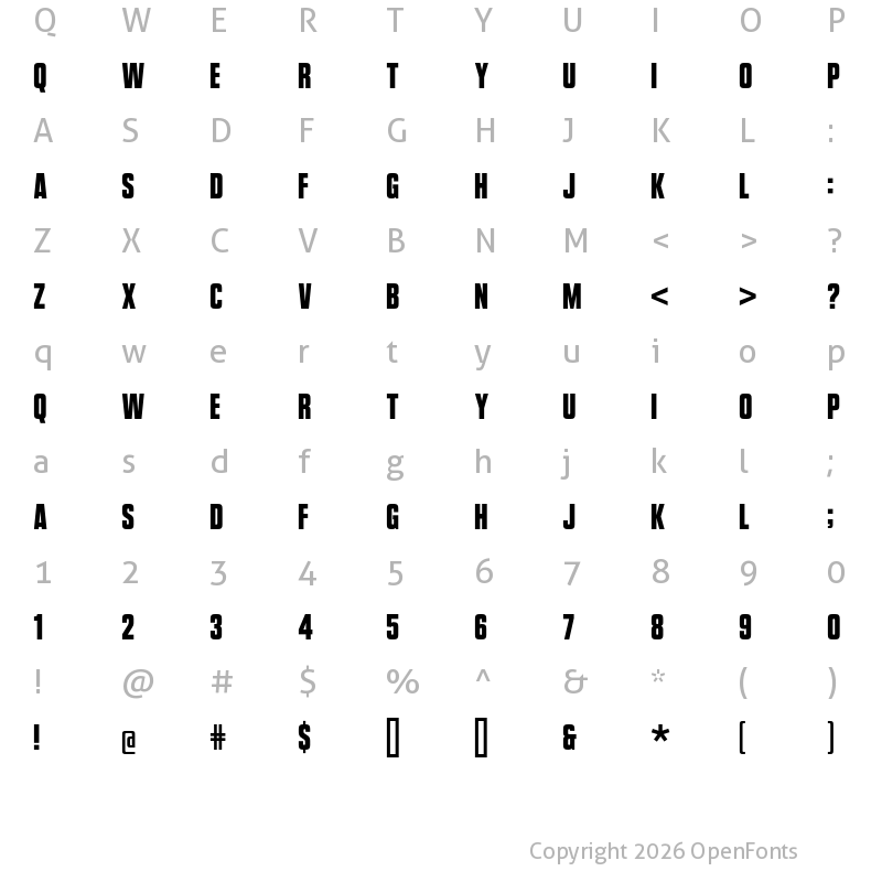Character Map of Vanchrome Front