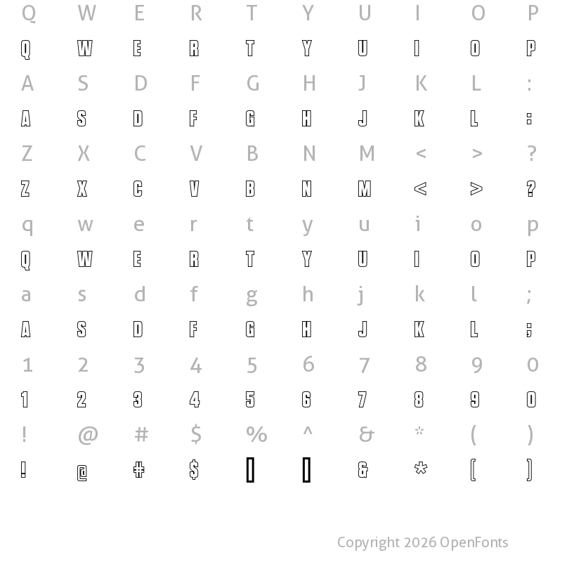Character Map of Vanchrome Outline