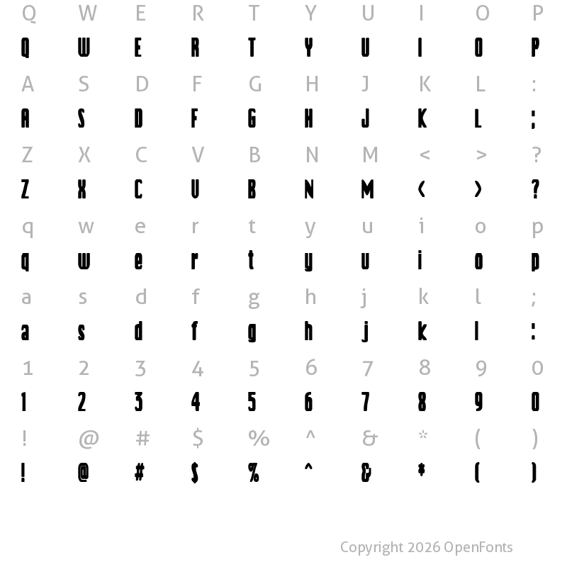 Character Map of Vanilla Boys Regular