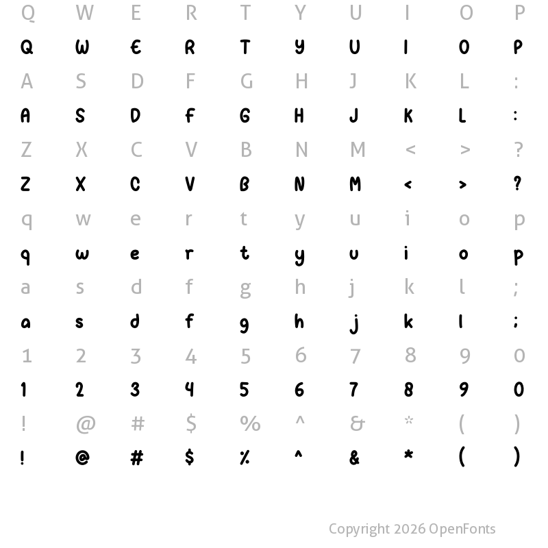 Character Map of Vanilla Caramel Regular