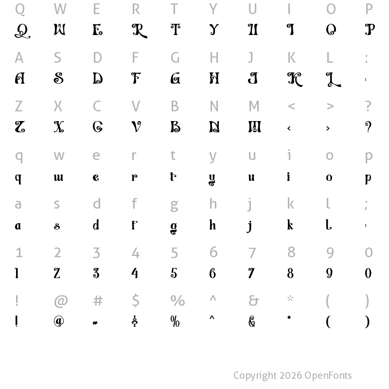 Character Map of Vanisha Regular