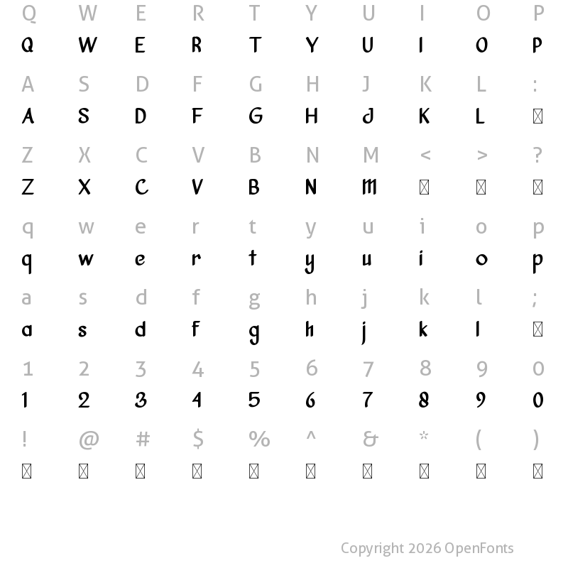 Character Map of Vanjar Regular