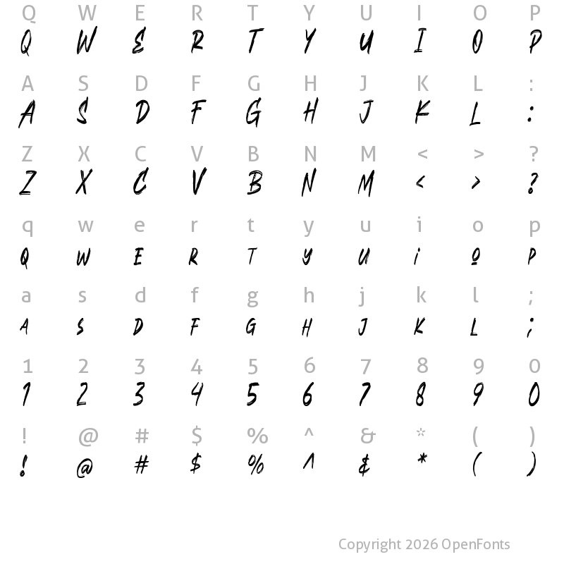 Character Map of Vankours Regular
