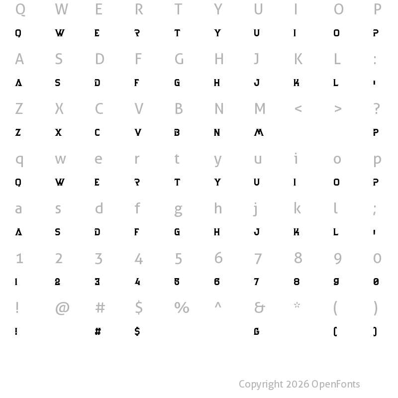 Character Map of Varava Personal Use Regular