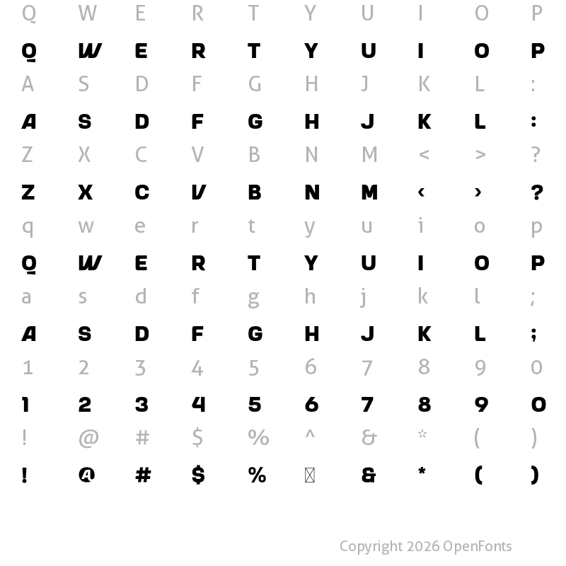 Character Map of Varien Regular