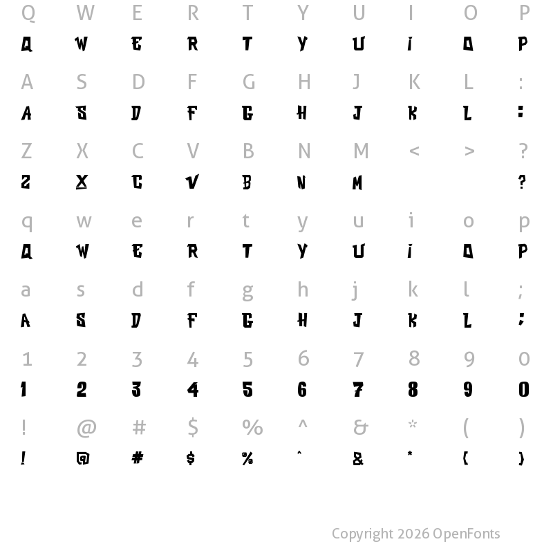 Character Map of VAST MX Regular