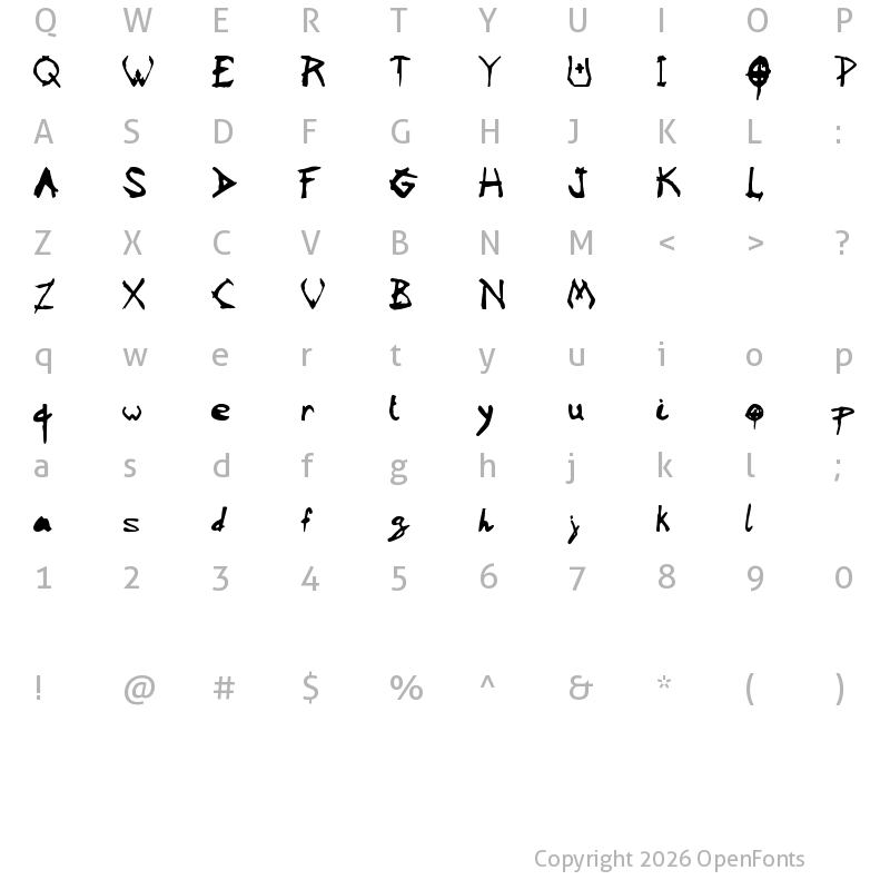 Character Map of Vaudoo2RF Regular