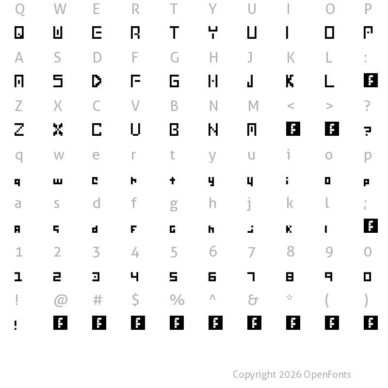 Character Map of Vault Regular