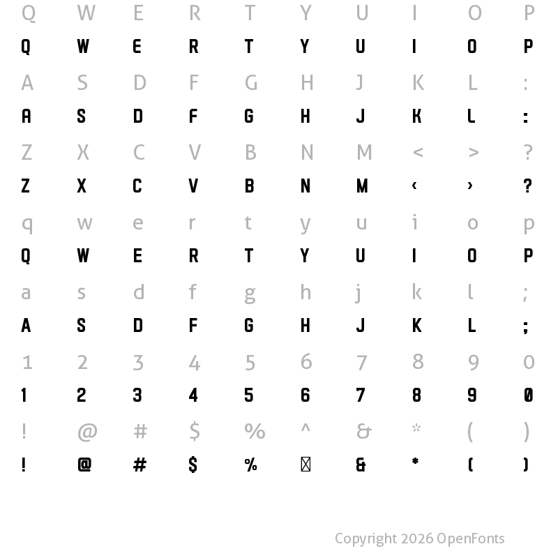 Character Map of VECTRO Bold