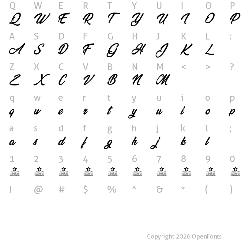 Character Map of Vegan Style Personal Use Regular