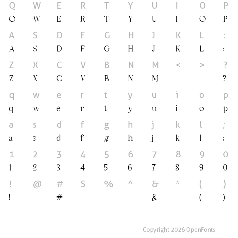 Character Map of Vegawanty Regular