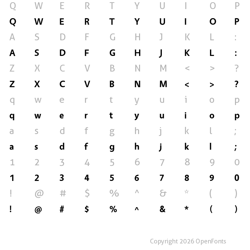 Character Map of Vegur Bold