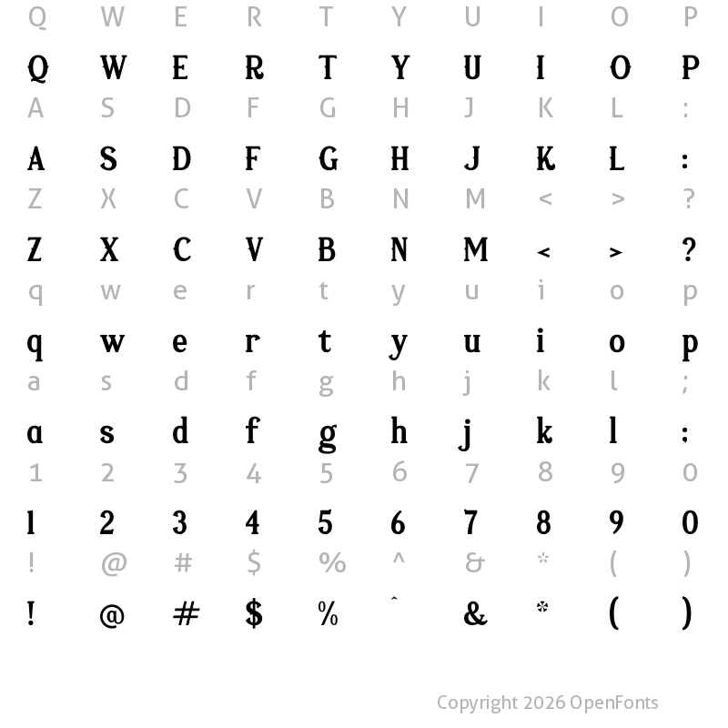 Character Map of Vejlikan Regular