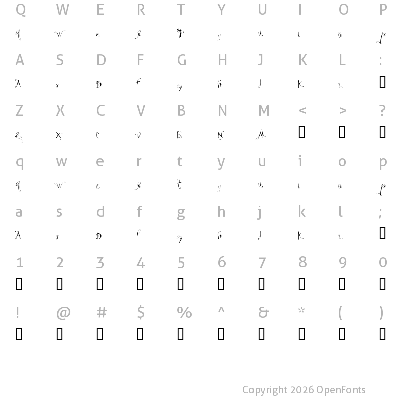 Character Map of Velour Regular