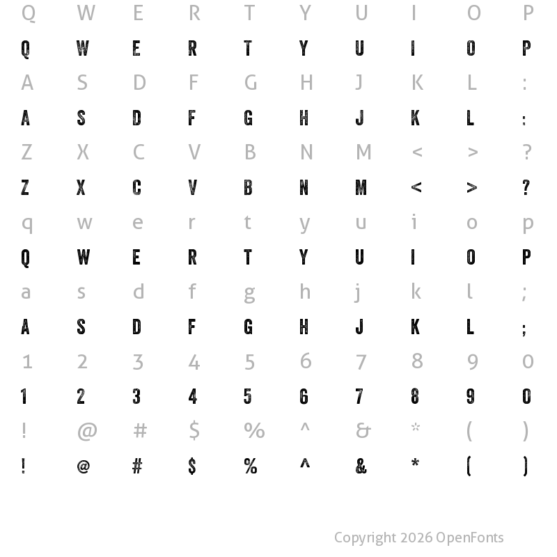 Character Map of VeneerW01-Two Regular