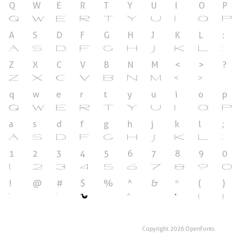 Character Map of Venetian Sound System Regular