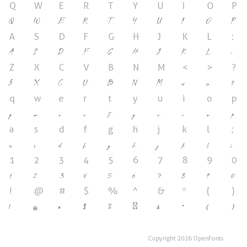 Character Map of Veronica Hamish Script