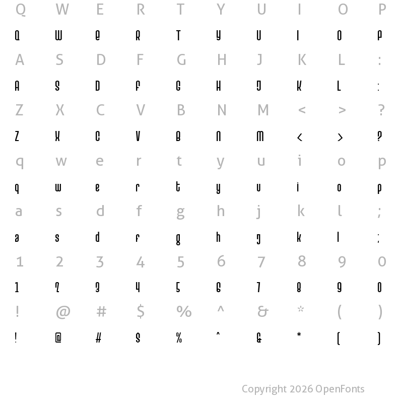 Character Map of Veronica Regular