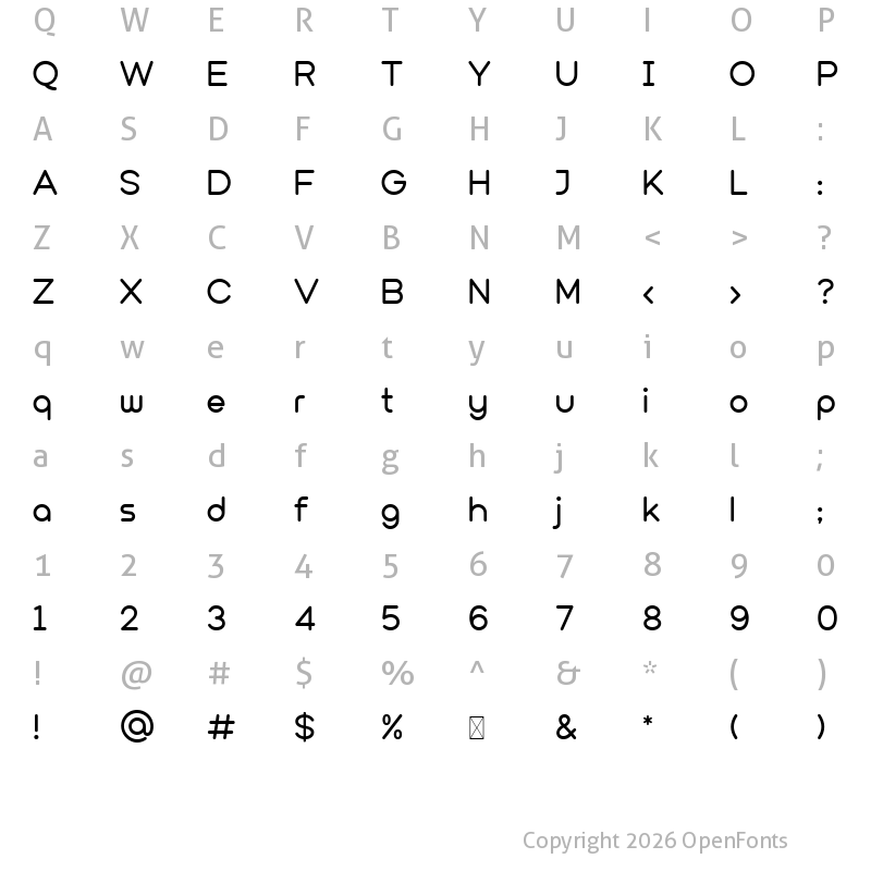Character Map of Versatylo Rounded Regular