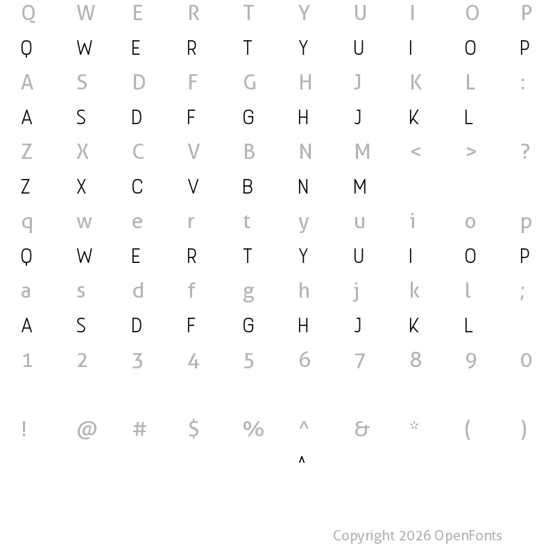 Character Map of Verticon Light