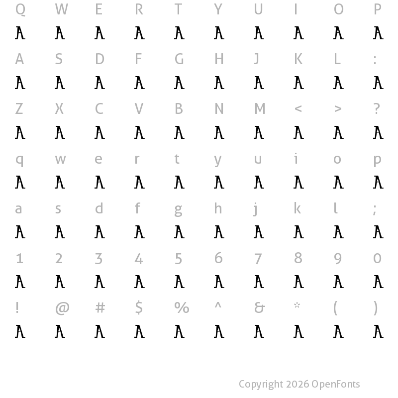 Character Map of vhtr Regular