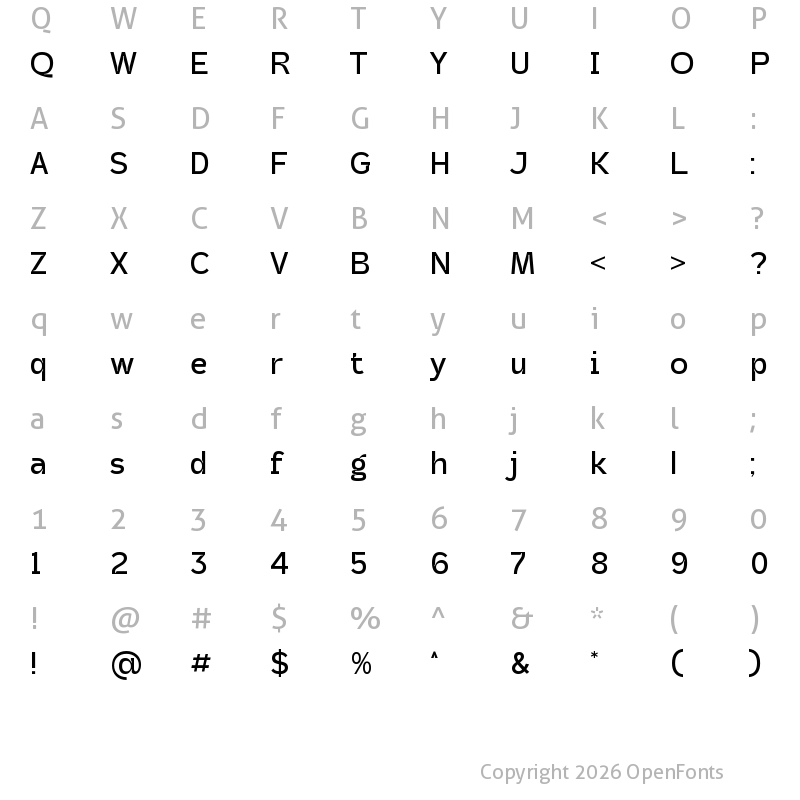 Character Map of Vibrant-Display Regular