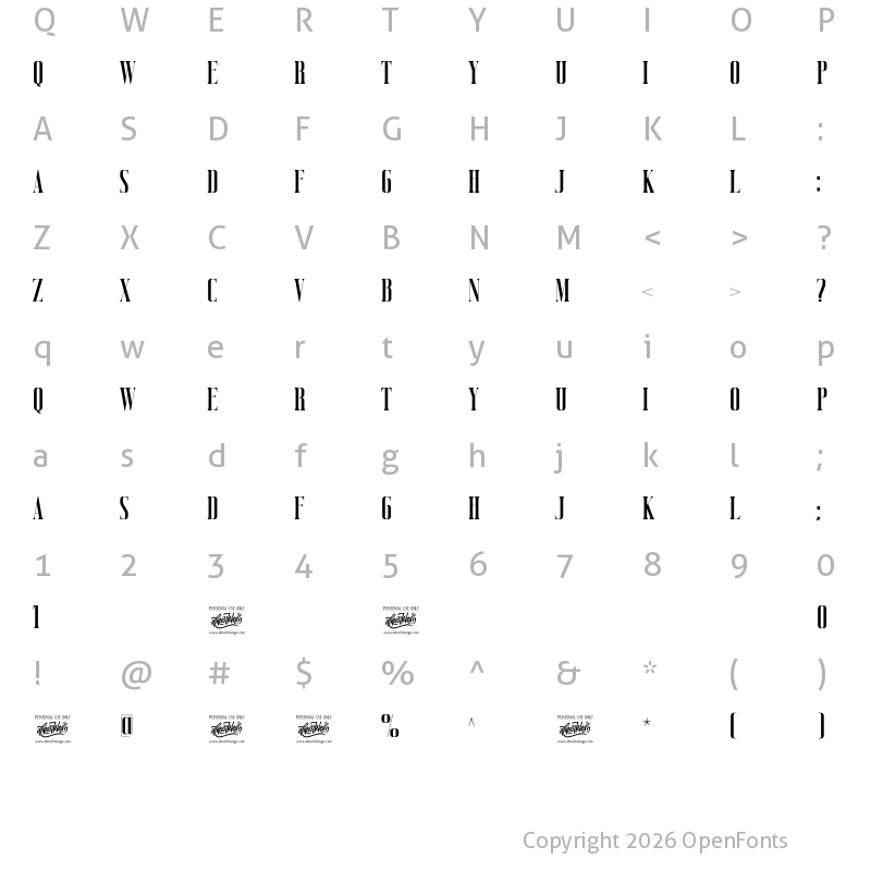 Character Map of Vicenza Regular