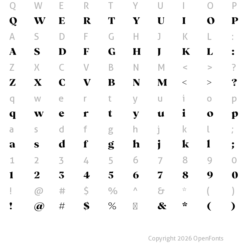 Character Map of Vickey Regular