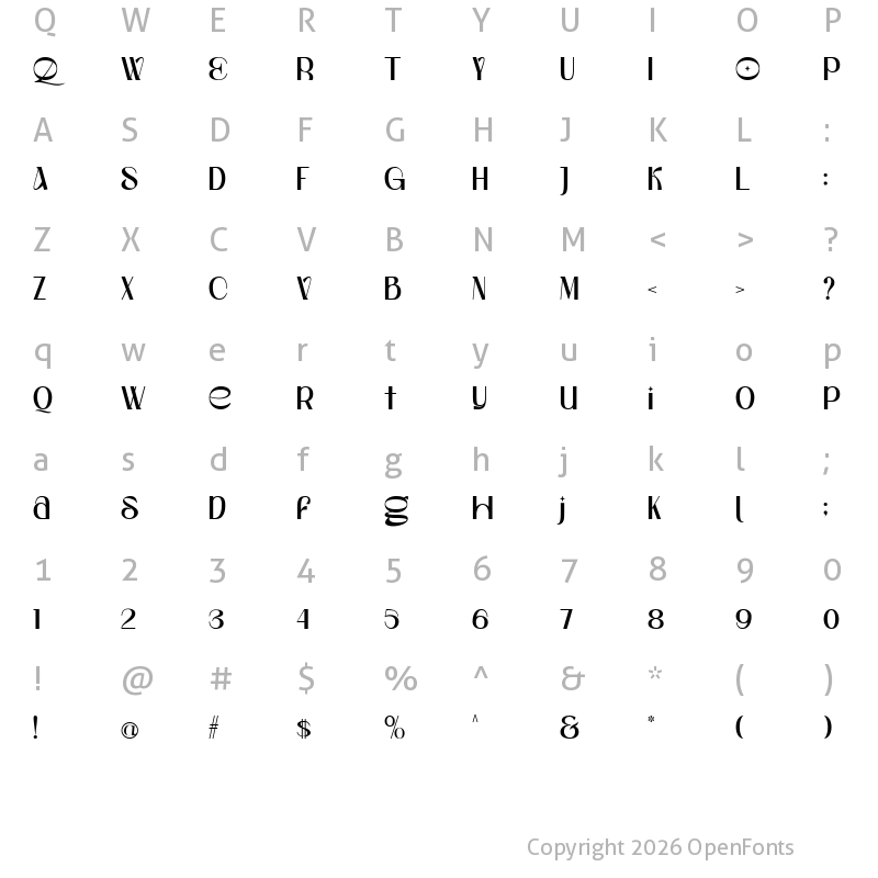 Character Map of Victory History Demo Regular