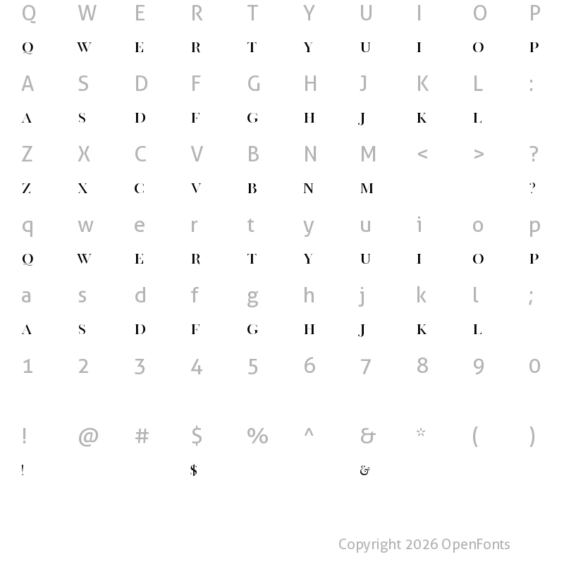 Character Map of Vienna_Font Regular