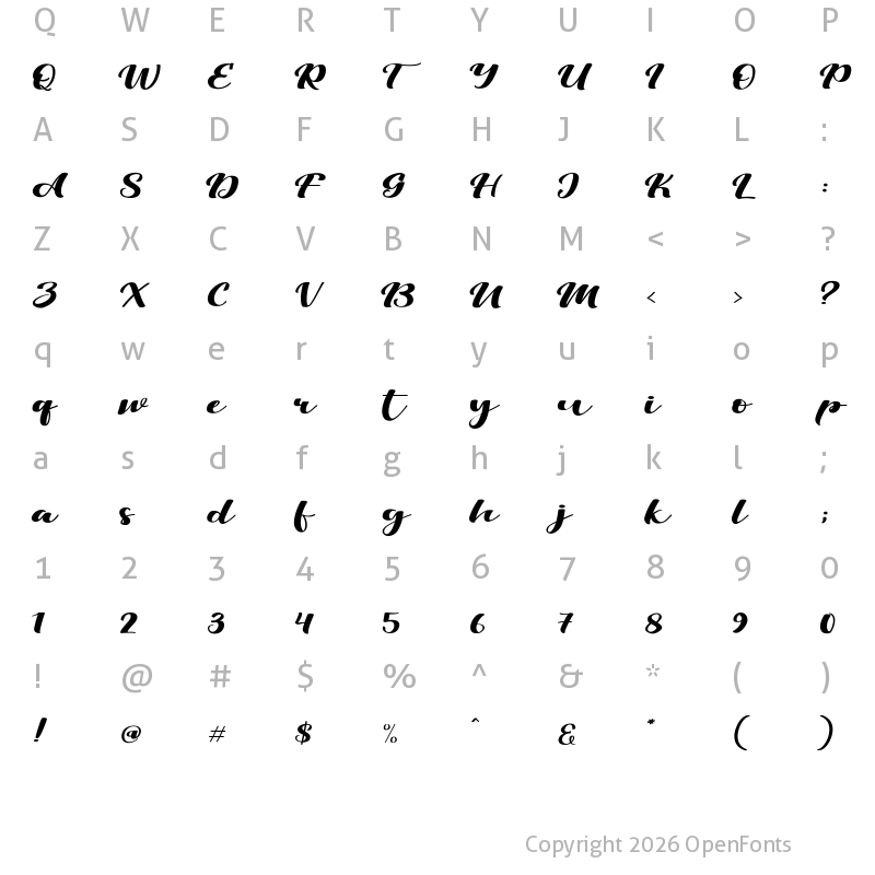 Character Map of Viksi Script Regular
