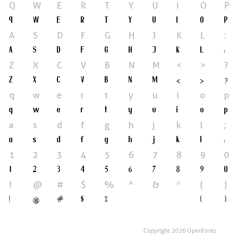 Character Map of Villanesia Regular