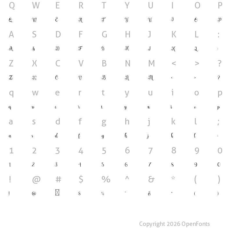 Character Map of Vilmada Regular