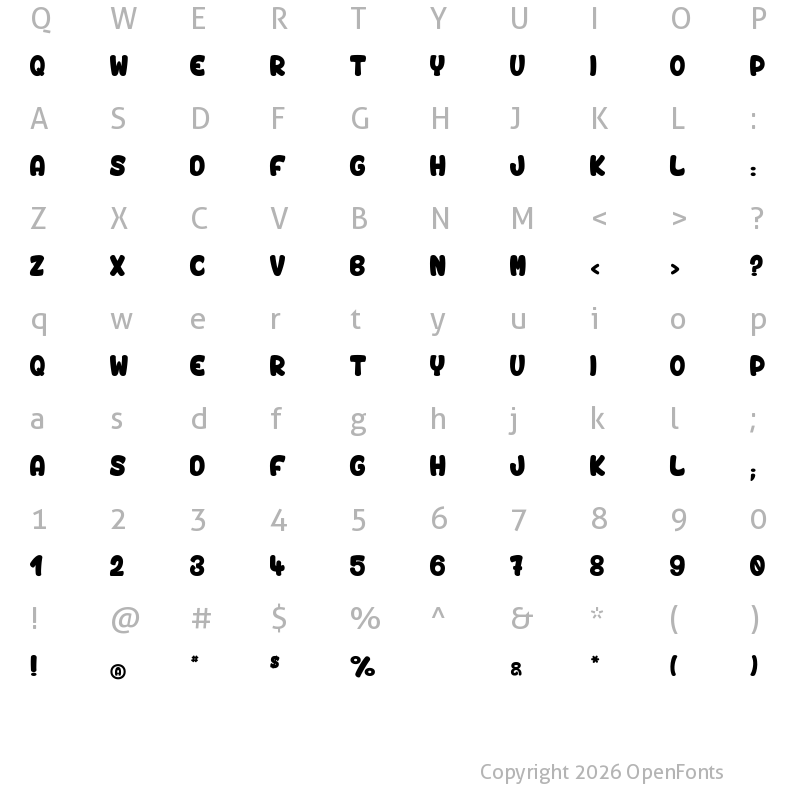 Character Map of Vinegar Stroke_PersonalUseOnly Regular