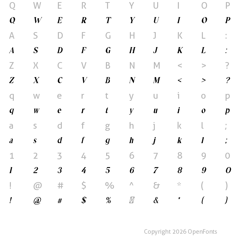 Character Map of Vinka Duscha Italic