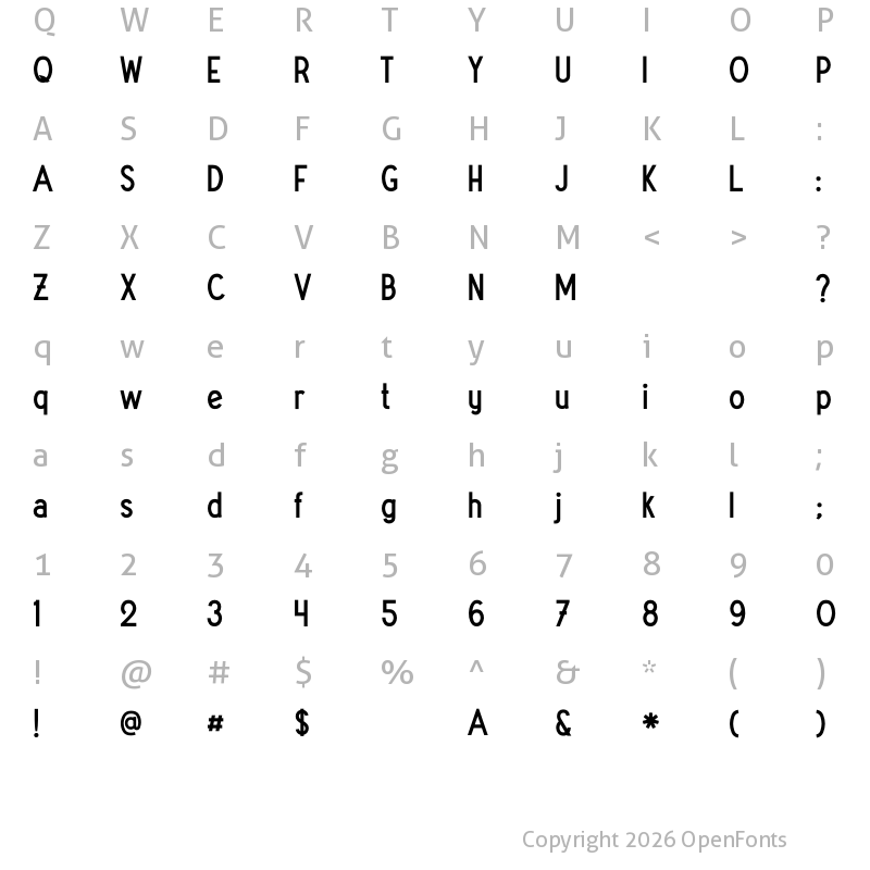 Character Map of Vintage Avalanche Black