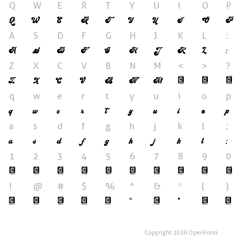 Character Map of Vintage King Regular