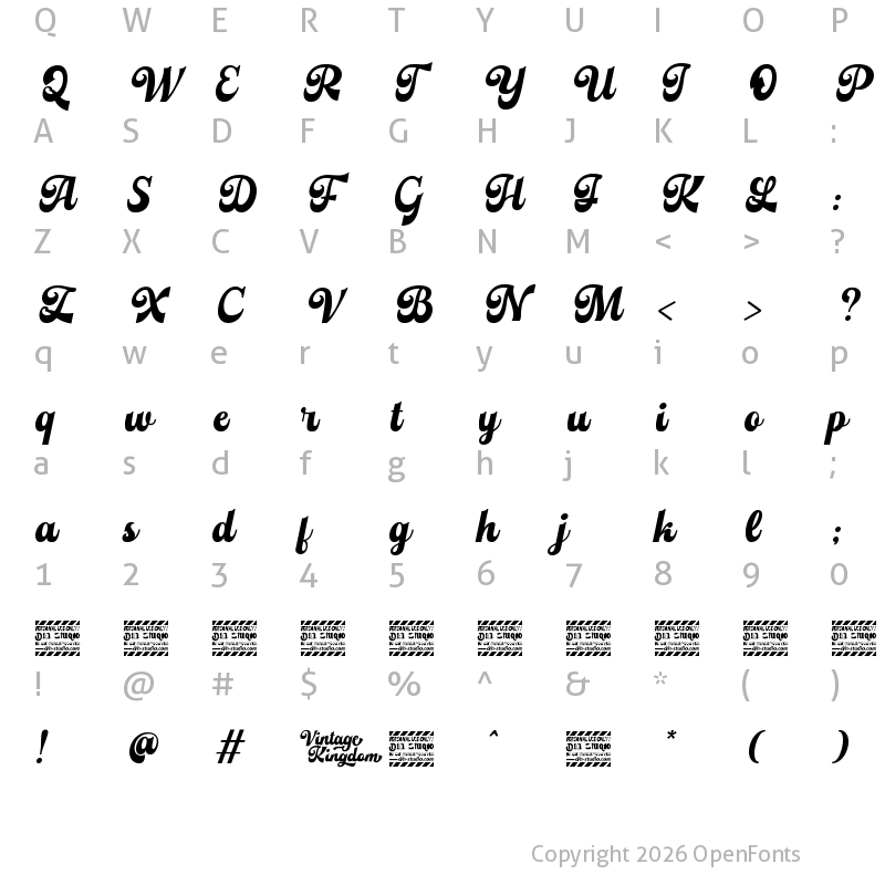 Character Map of Vintage Kingdom personal use Regular