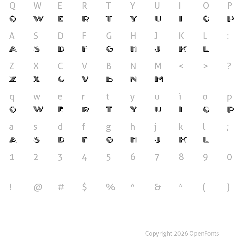 Character Map of Vintage Regular
