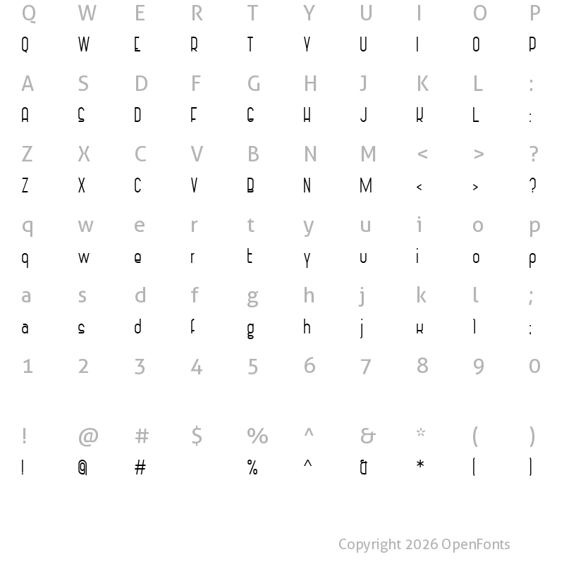 Character Map of Vintage Straps Regular