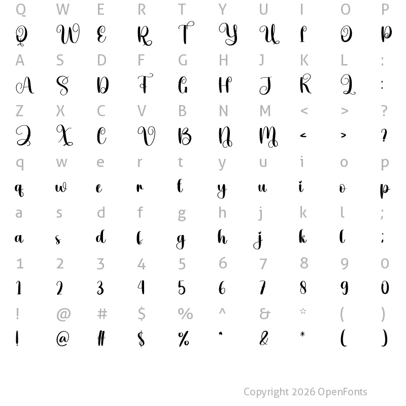 Character Map of Violet Regular