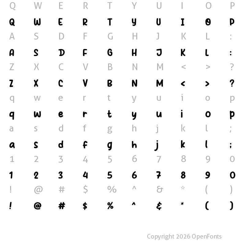 Character Map of Violet Smile Regular