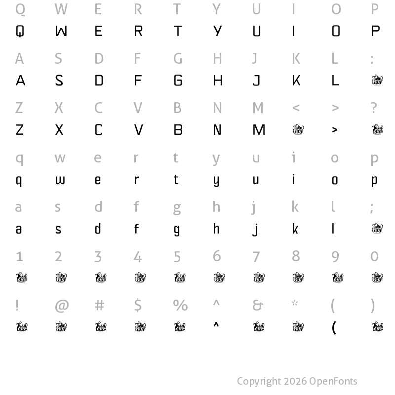 Character Map of VIPROX Thin Personal Use