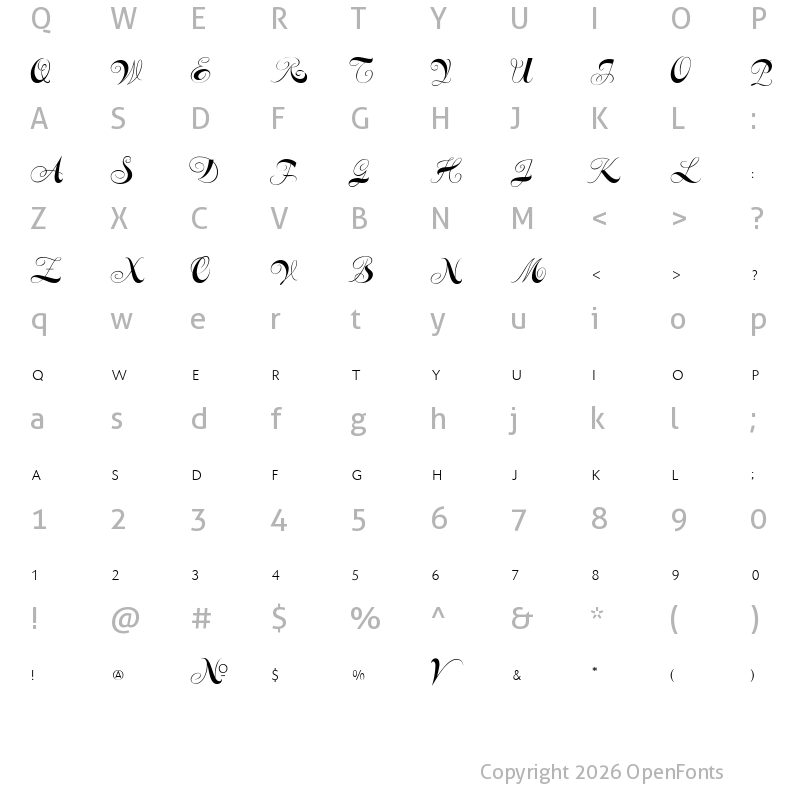 Character Map of VIPW01-Regular Regular