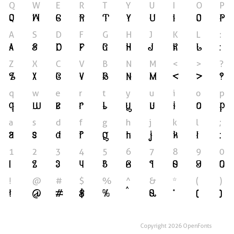 Character Map of Vlories Heirs Regular