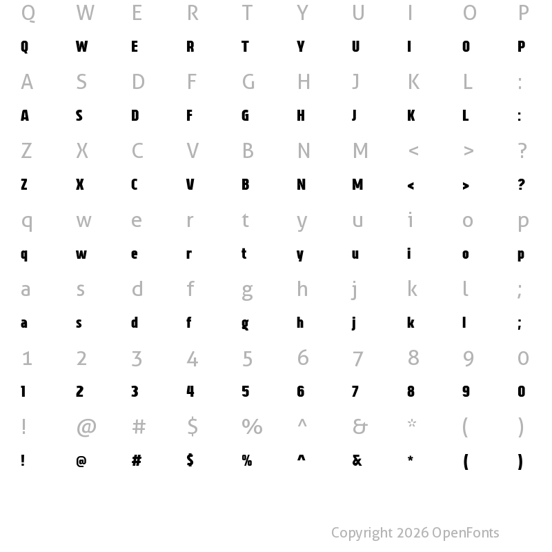 Character Map of Vogie Black Condensed