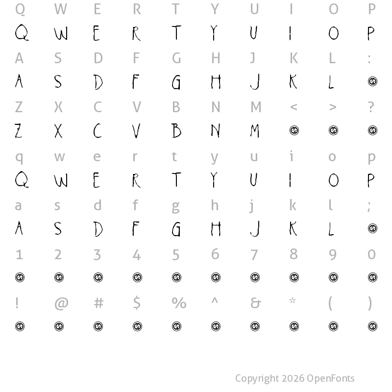 Character Map of Voices in my Head Regular