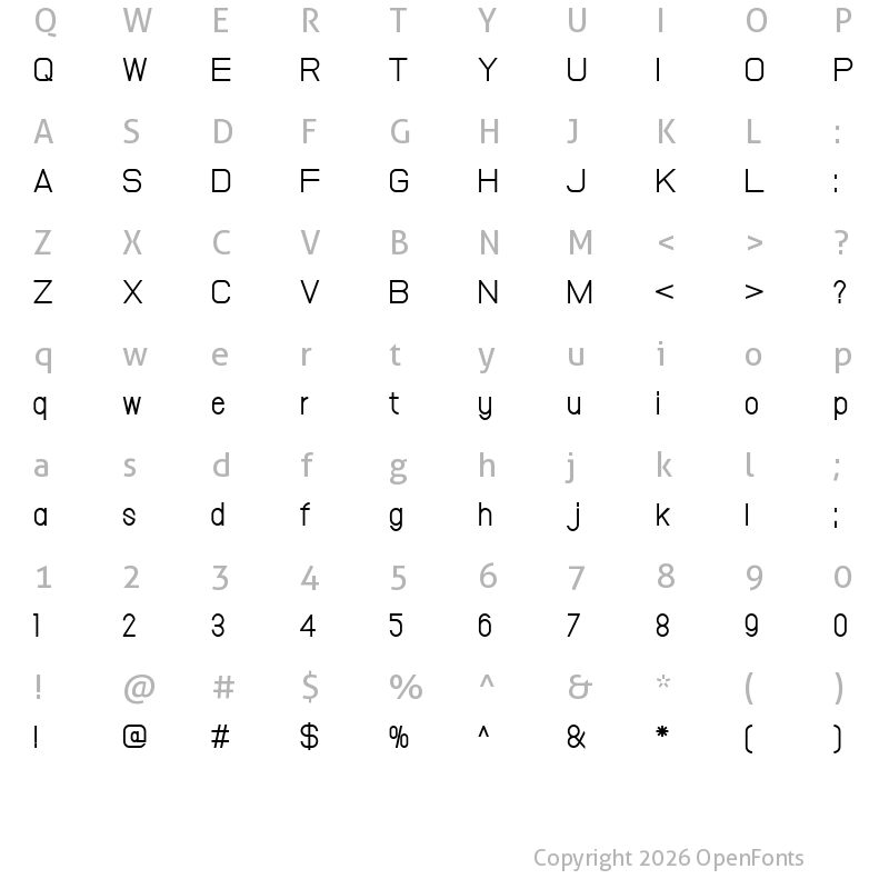 Character Map of Volpedo Book Regular